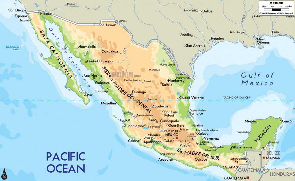 fizikal peta Mexico