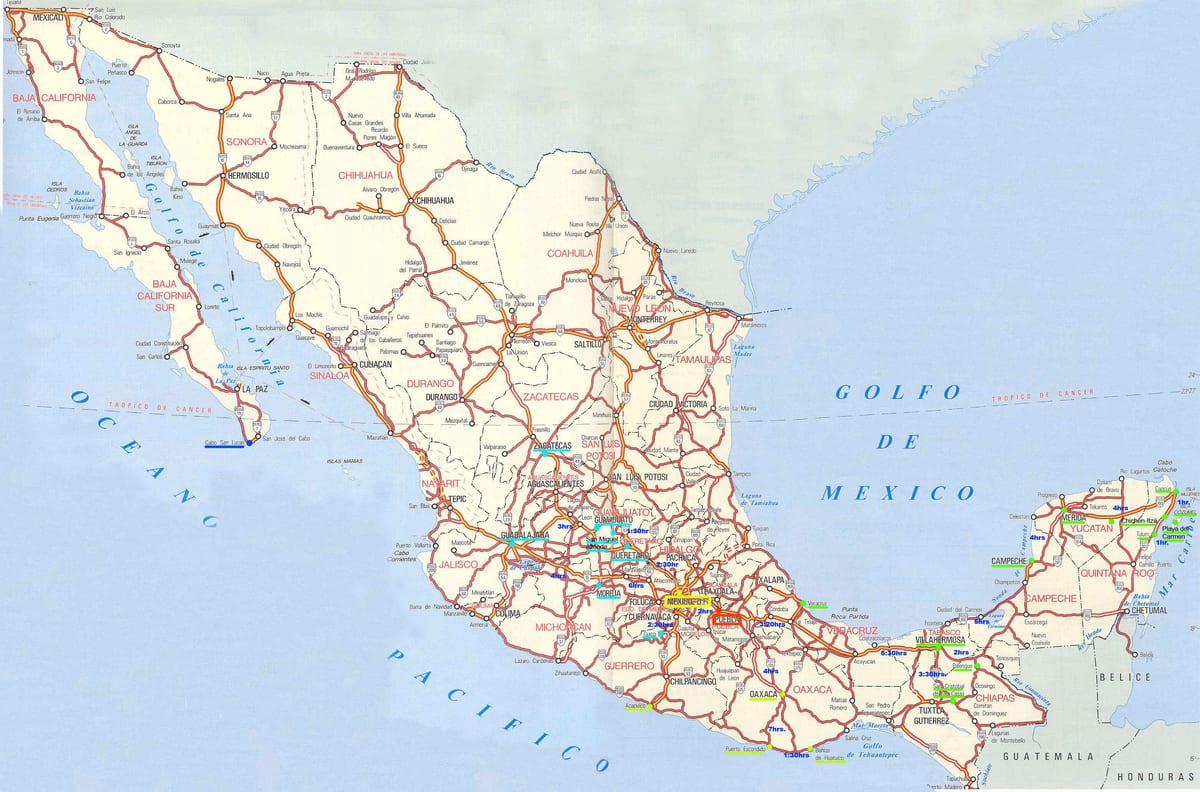 peta Mexico memandu