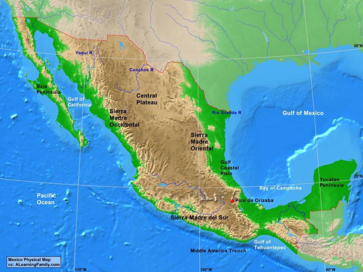 dataran tinggi Mexico peta