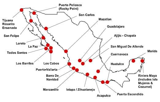 peta Mexico destinasi