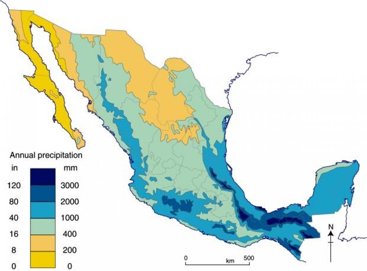 peta Mexico hujan