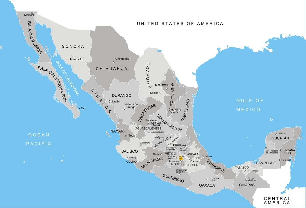 peta Mexico jabatan