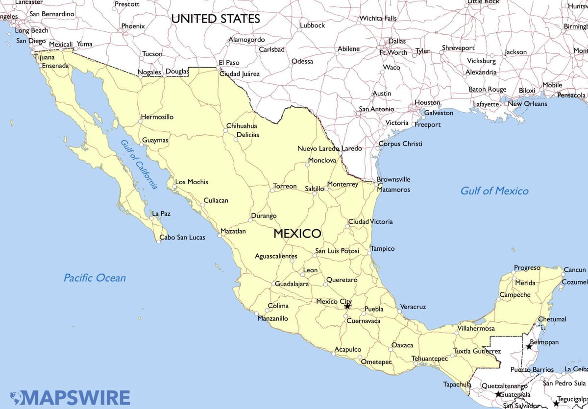 peta Mexico monumen