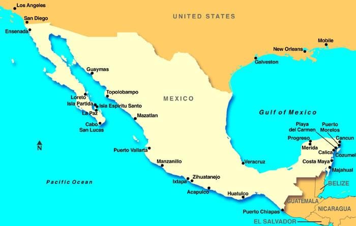 peta Mexico pelayaran pelabuhan