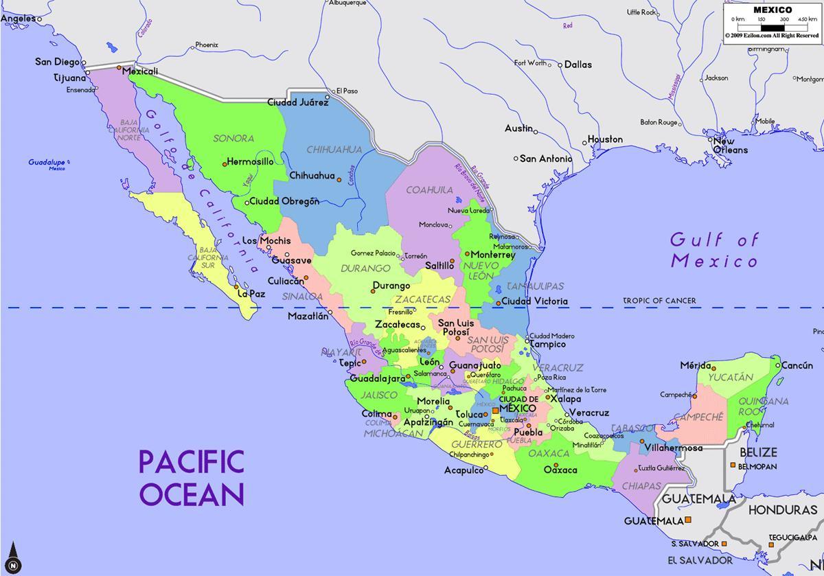 Mexico peta dengan modal