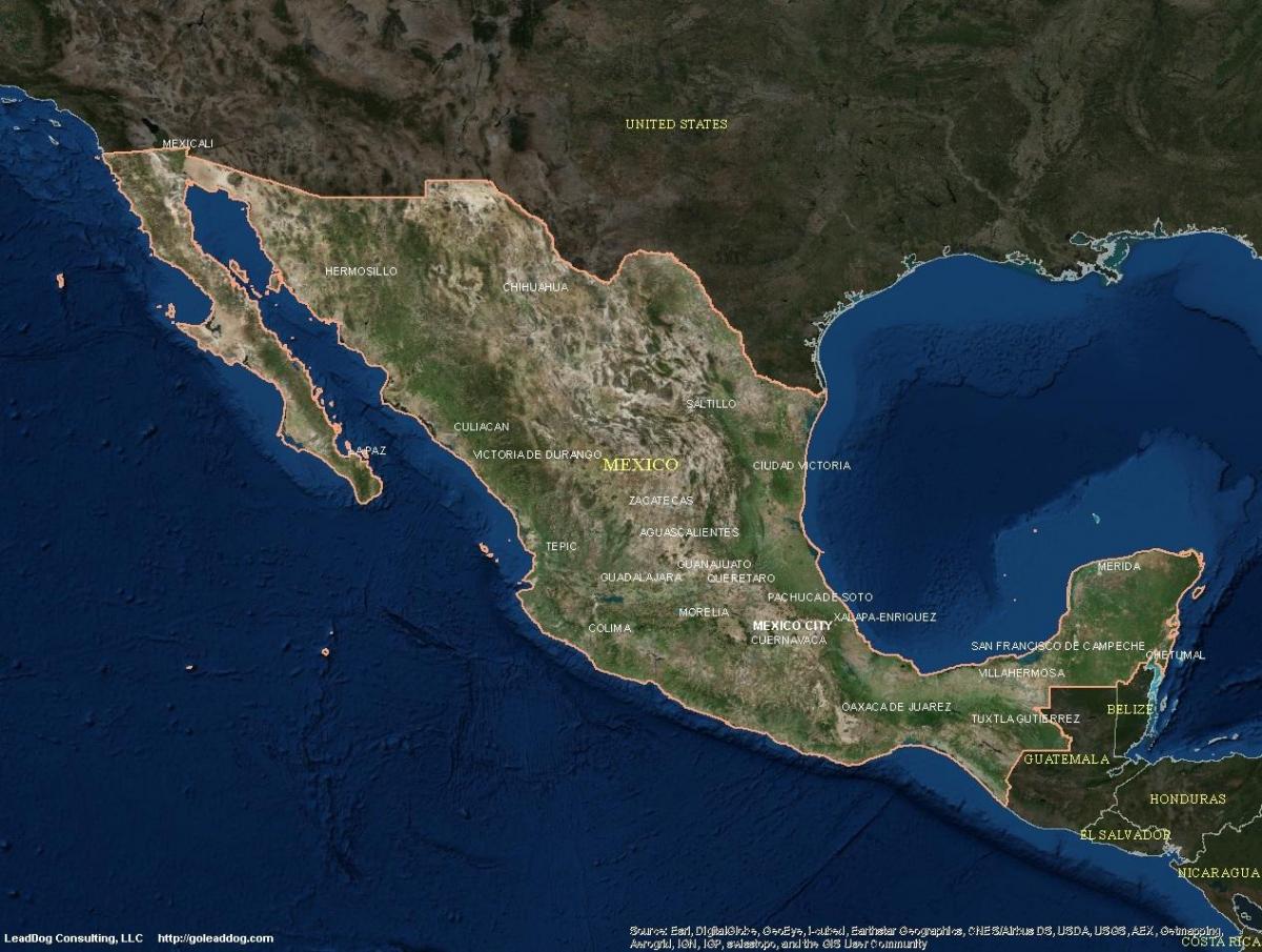 peta satelit Mexico