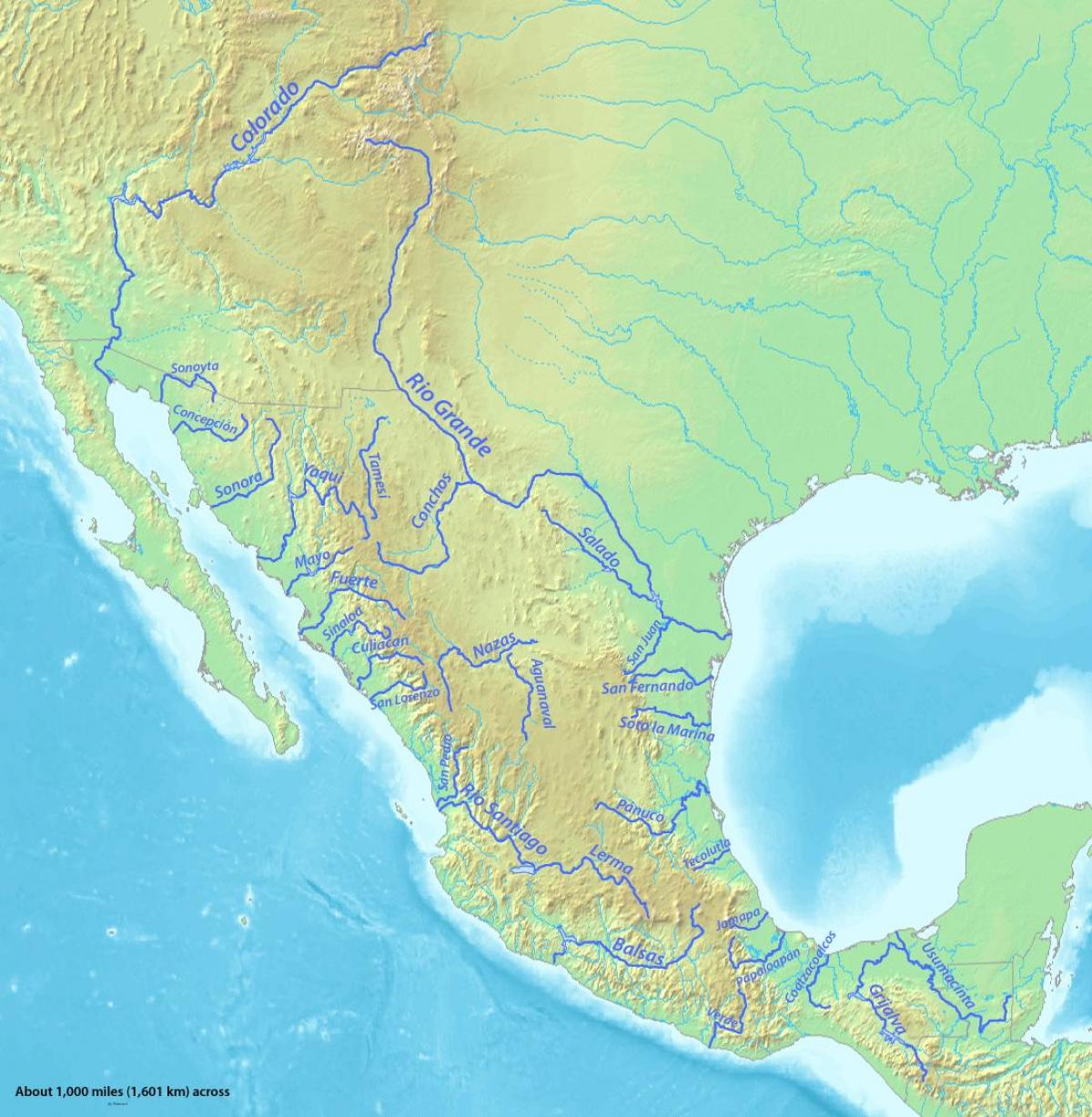 peta sungai di Mexico