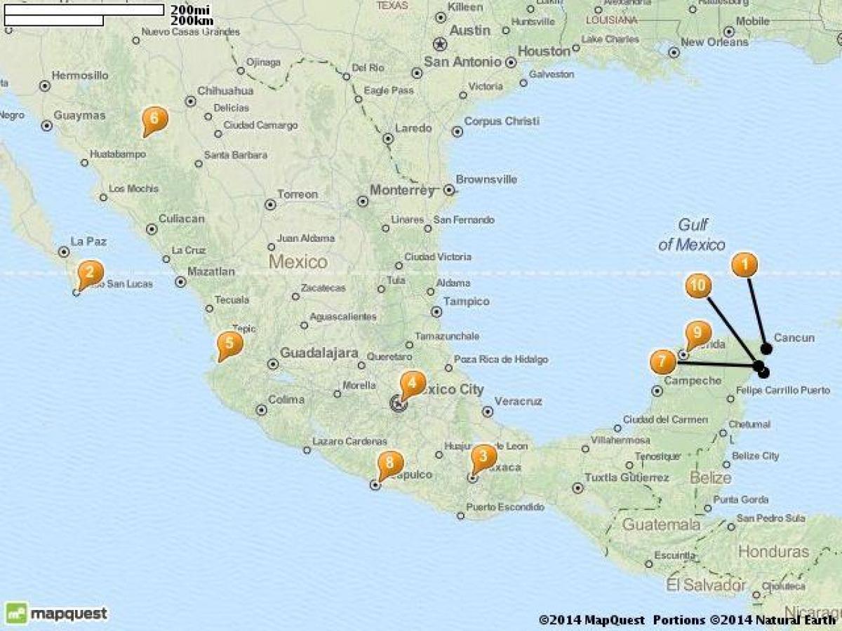 peta tempat percutian di Mexico