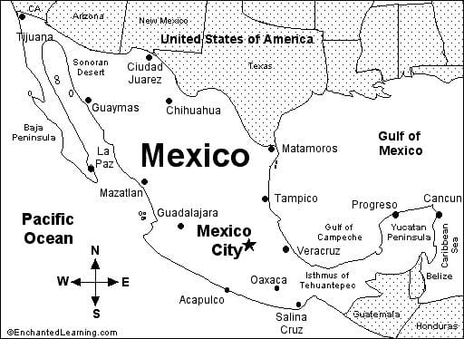 peta Mexico sekolah