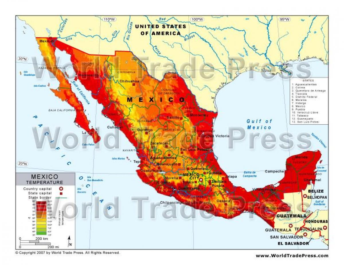 peta Mexico suhu