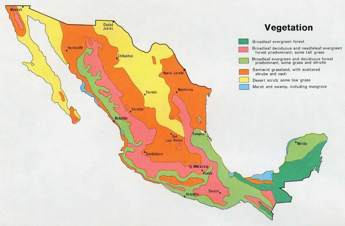 peta Mexico natual sumber daya