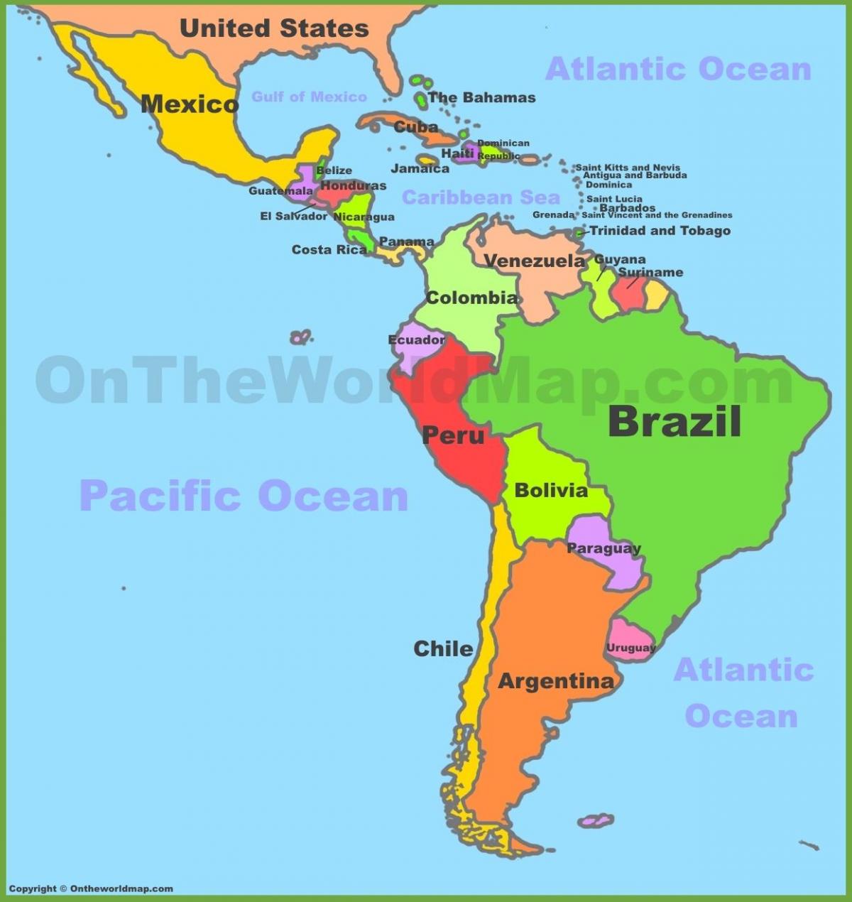 peta Mexico amerika selatan