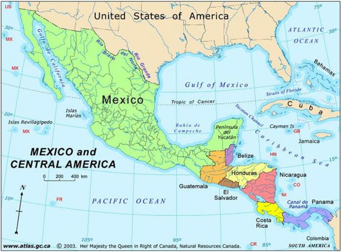 peta Meksiko dan amerika tengah