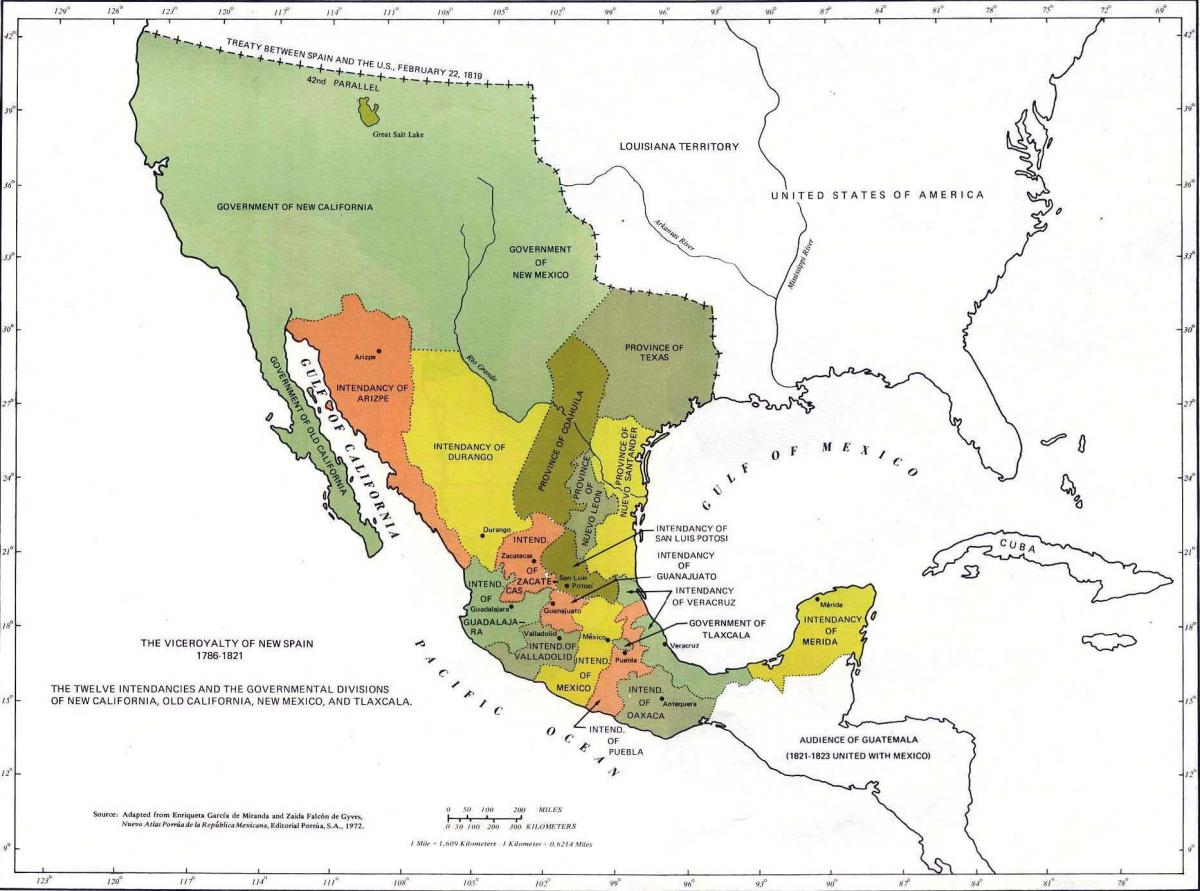peta Mexico dalam 1821