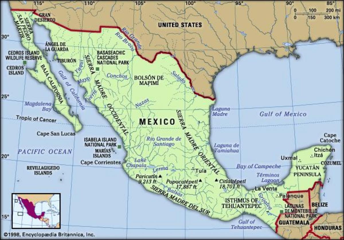 Mexico peta untuk anak-anak