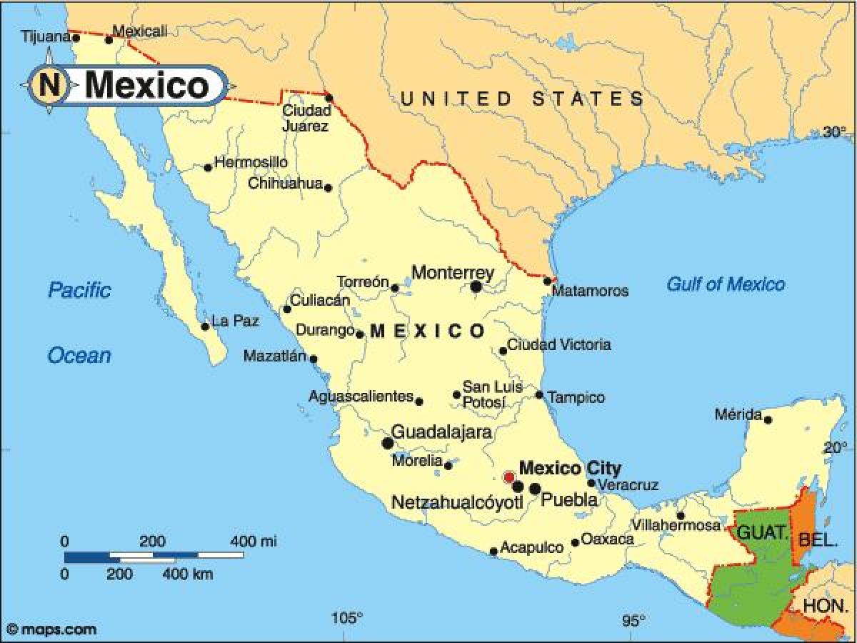 negara Mexico peta