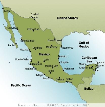 pantai di Mexico peta