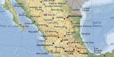 Geografi Mexico peta