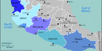 Peta pacific pantai Mexico