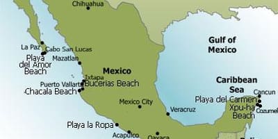 Timur pantai Mexico peta