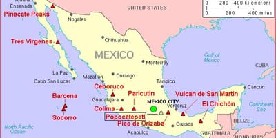 Peta gunung berapi Mexico