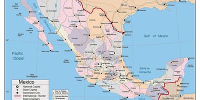 Mexico peta dengan bandar-bandar besar
