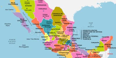 Mexico peta dengan negeri dan ibu