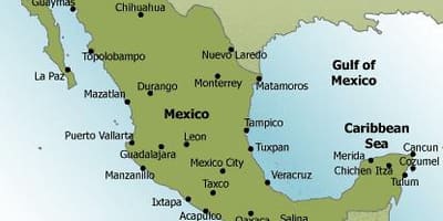 Pantai di Mexico peta